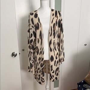 Leopard Print Open Front Cardigan